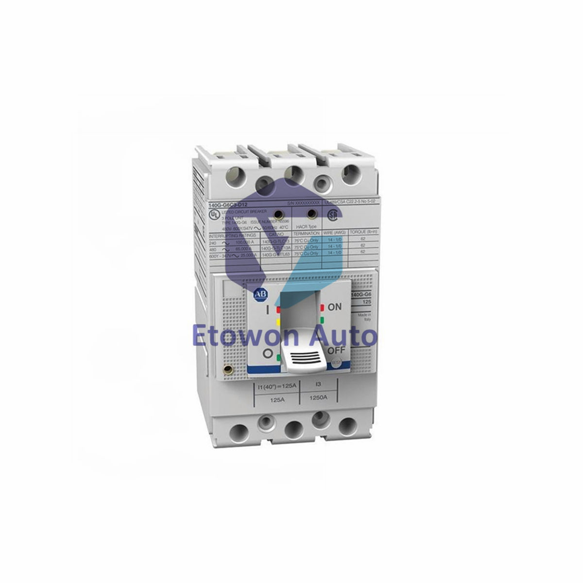 140G-G2C3-C15 Allen-Bradley MCCB 800V Insulation 8kV Impulse