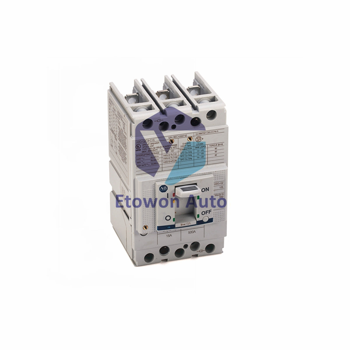 140G-G2C3-C15 Allen-Bradley MCCB 800V Insulation 8kV Impulse
